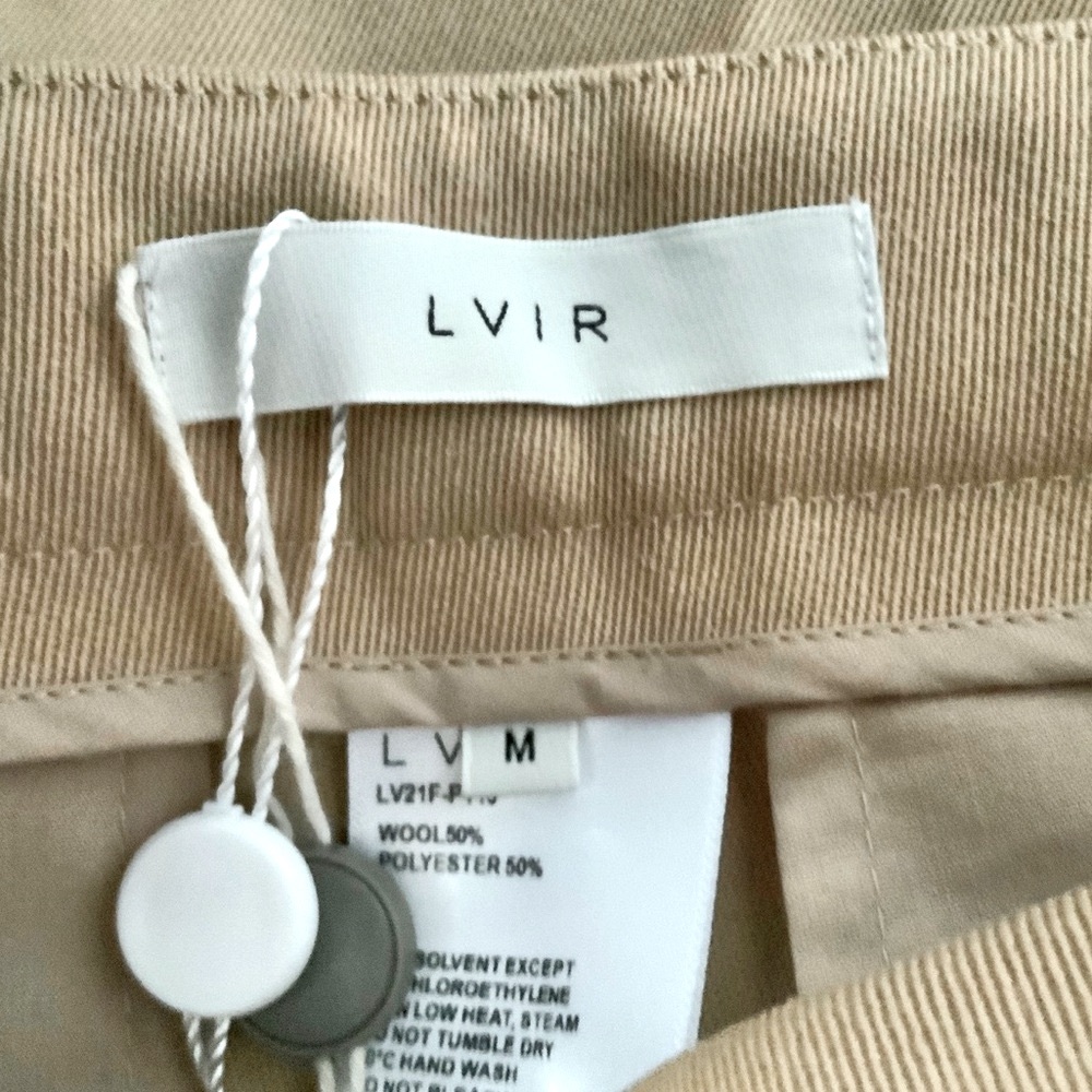 NWT LVIR Big Bell Bottom Pants High Waist Flare Wool Blend Office Beige Medium - Picture 7 of 9